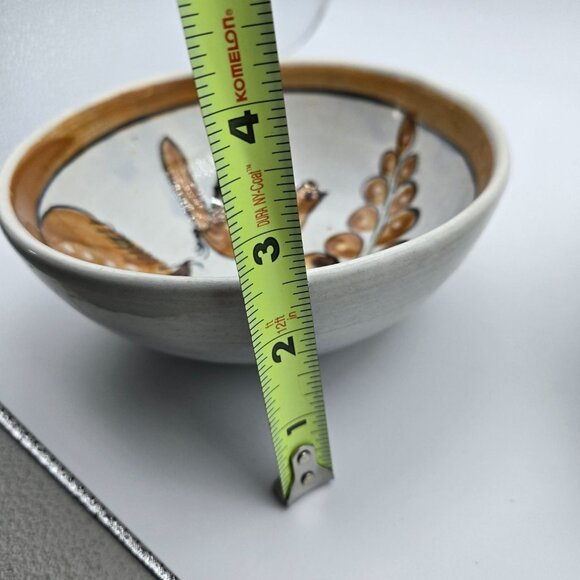 Hand Painted Artisan Tonala Talavera Pottery Bowls Bird Floral Signed Folk Art - Picture 7 of 8